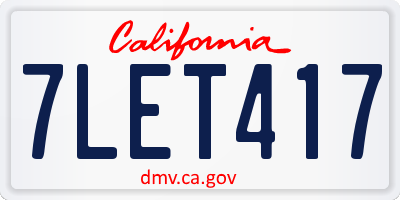 CA license plate 7LET417