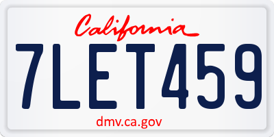 CA license plate 7LET459
