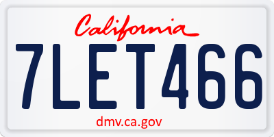 CA license plate 7LET466