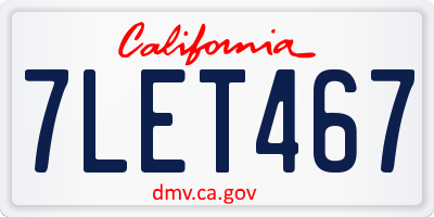 CA license plate 7LET467