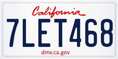 CA license plate 7LET468