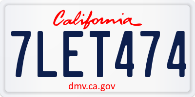 CA license plate 7LET474