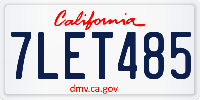 CA license plate 7LET485