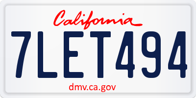 CA license plate 7LET494