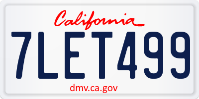 CA license plate 7LET499