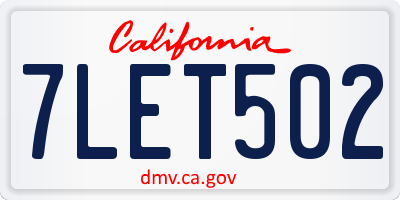 CA license plate 7LET502