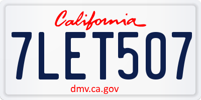 CA license plate 7LET507