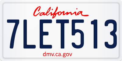 CA license plate 7LET513