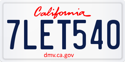 CA license plate 7LET540