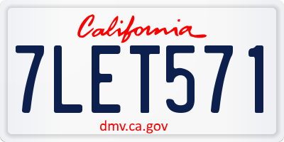 CA license plate 7LET571