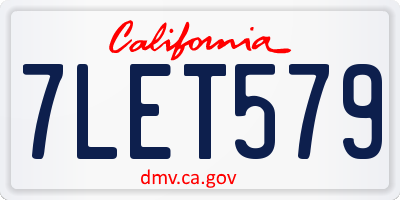 CA license plate 7LET579