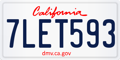 CA license plate 7LET593