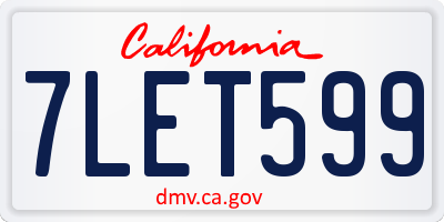 CA license plate 7LET599