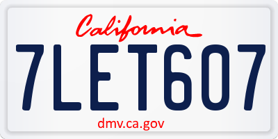 CA license plate 7LET607