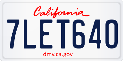CA license plate 7LET640