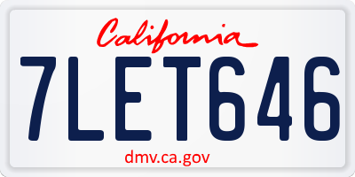 CA license plate 7LET646