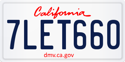 CA license plate 7LET660