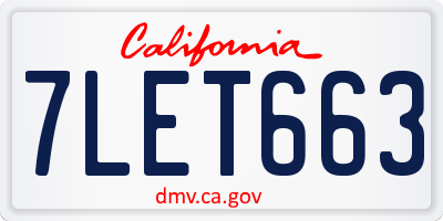 CA license plate 7LET663