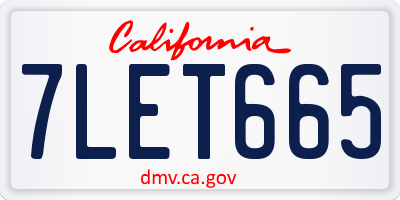 CA license plate 7LET665