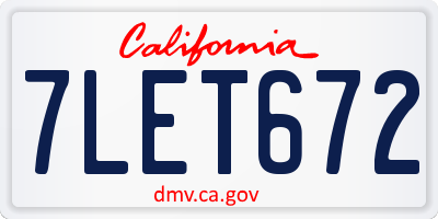 CA license plate 7LET672