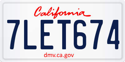 CA license plate 7LET674