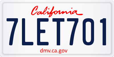 CA license plate 7LET701
