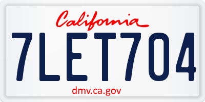 CA license plate 7LET704