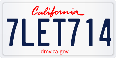 CA license plate 7LET714