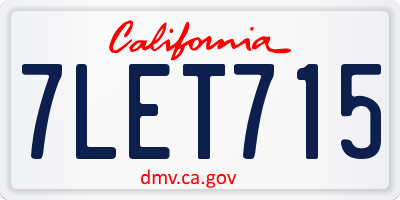 CA license plate 7LET715