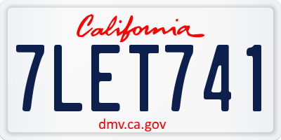 CA license plate 7LET741