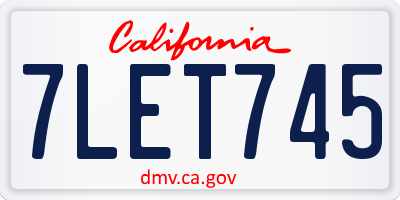 CA license plate 7LET745
