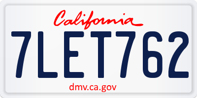 CA license plate 7LET762