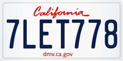 CA license plate 7LET778