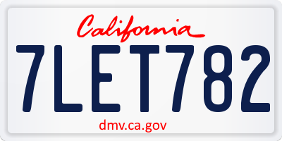 CA license plate 7LET782