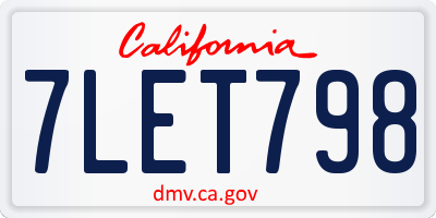 CA license plate 7LET798