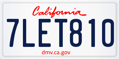 CA license plate 7LET810