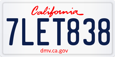 CA license plate 7LET838