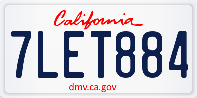 CA license plate 7LET884