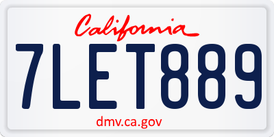 CA license plate 7LET889