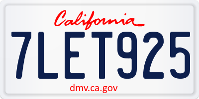 CA license plate 7LET925