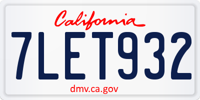 CA license plate 7LET932