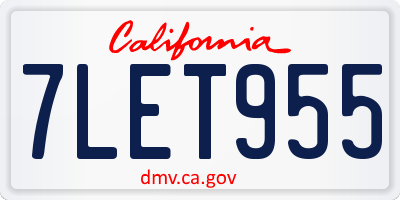 CA license plate 7LET955