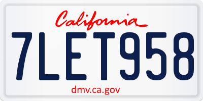 CA license plate 7LET958