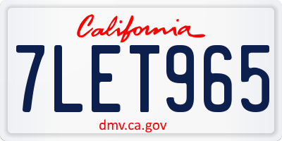 CA license plate 7LET965