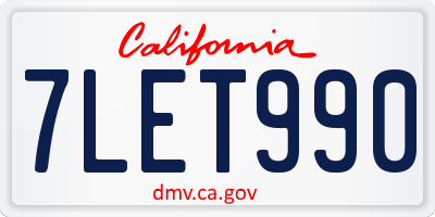 CA license plate 7LET990