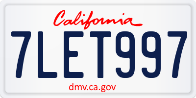 CA license plate 7LET997