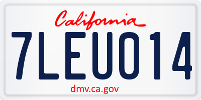 CA license plate 7LEU014
