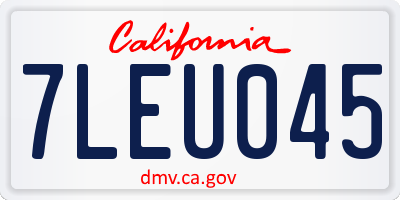 CA license plate 7LEU045