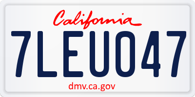 CA license plate 7LEU047