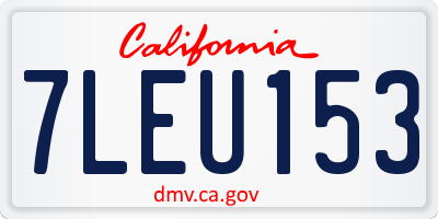 CA license plate 7LEU153